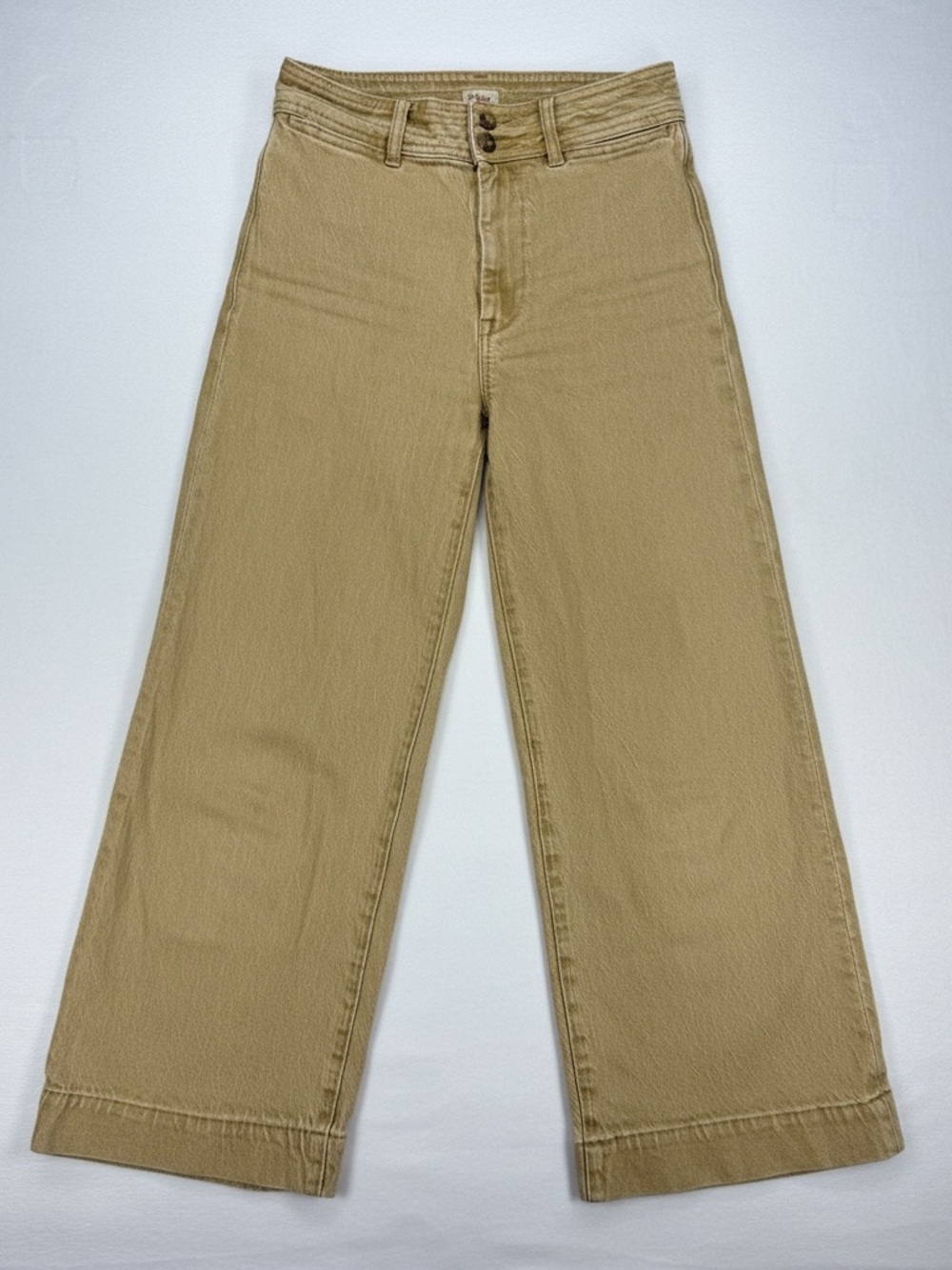 Faherty Harbor Crop Wide Leg Sand Cotton Jeans Ankle Sz 26 Nautical Coastal 70s